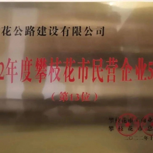 攀路集團入圍“2022年度攀枝花市民營(yíng)企業(yè)50強”榜單